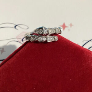 🐍18k White Gold plated Serpentine Snake Cz Diamond Ring